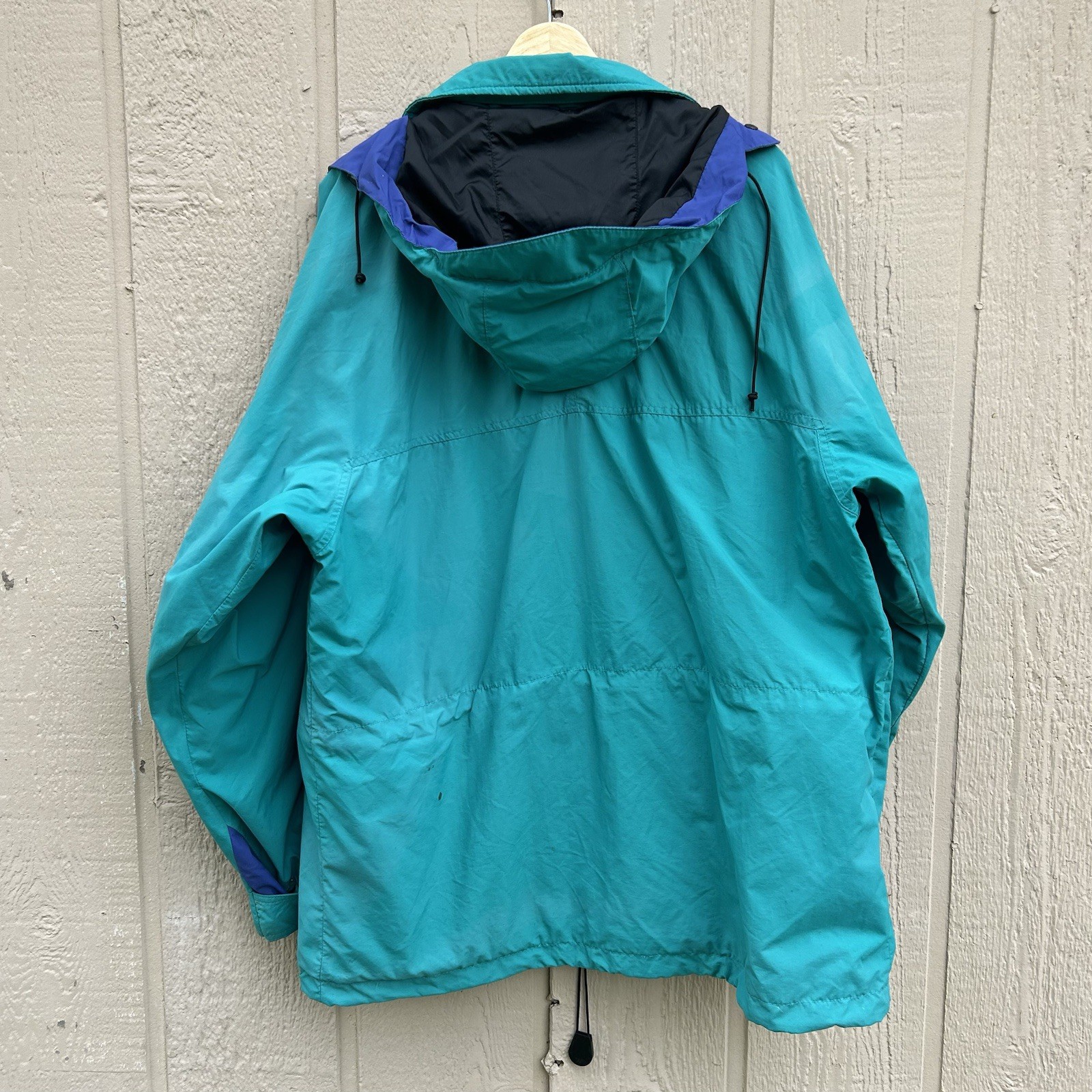 Vintage 90s Eddie Bauer Pullover Anorak Jacket Mens Large Teal Color Block