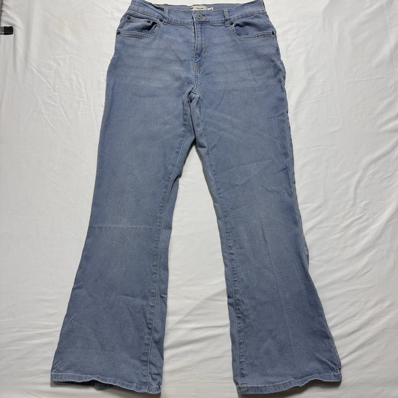 Levis Strauss 726 Flare Jeans Youth Girls 16 Light Wash Blue Denim Jeans