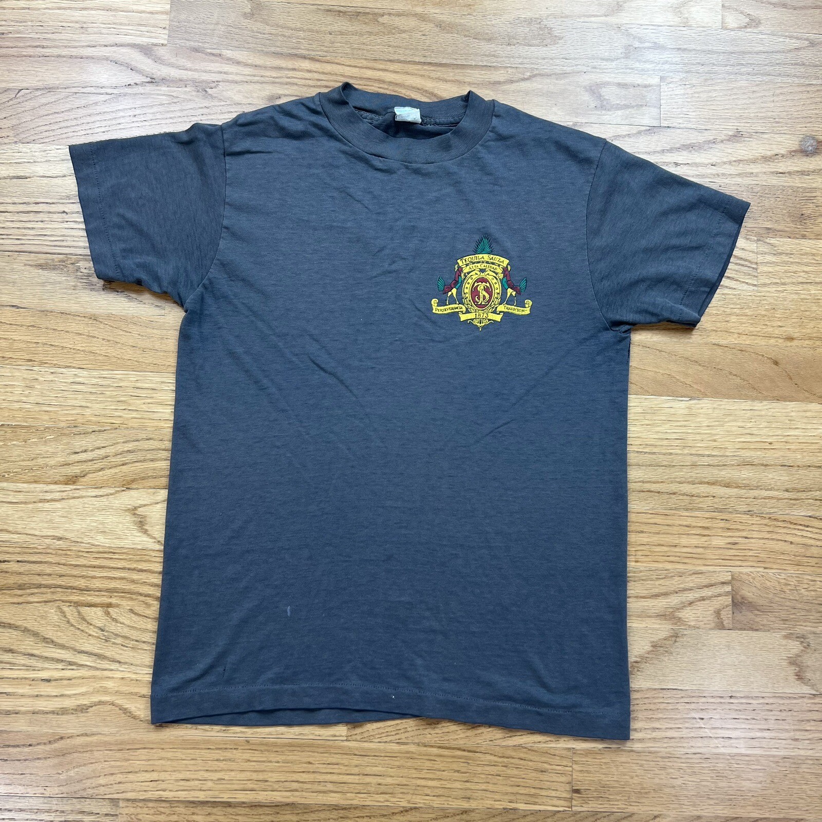 Vintage Sauza Tequila 1980s Promo T Shirt Single Stitch Sz L Graphic Print Faded