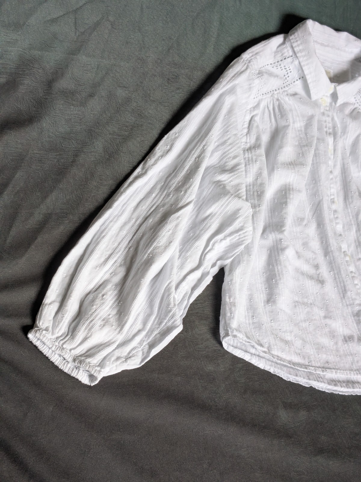 American Eagle White Lace Blouse Women M Boho Cottagecore Victorian Peasant Top