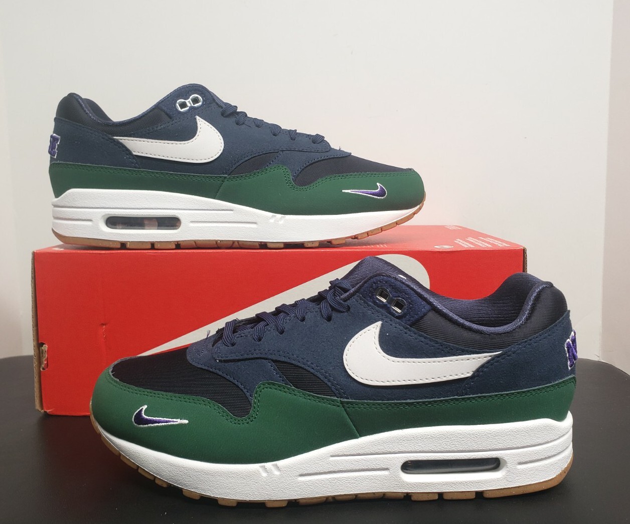 Womens Nike Air Max 1 ’87 Navy Blue Green DV3887-400 W Sz 10 Mens 8.5 NewNoLid