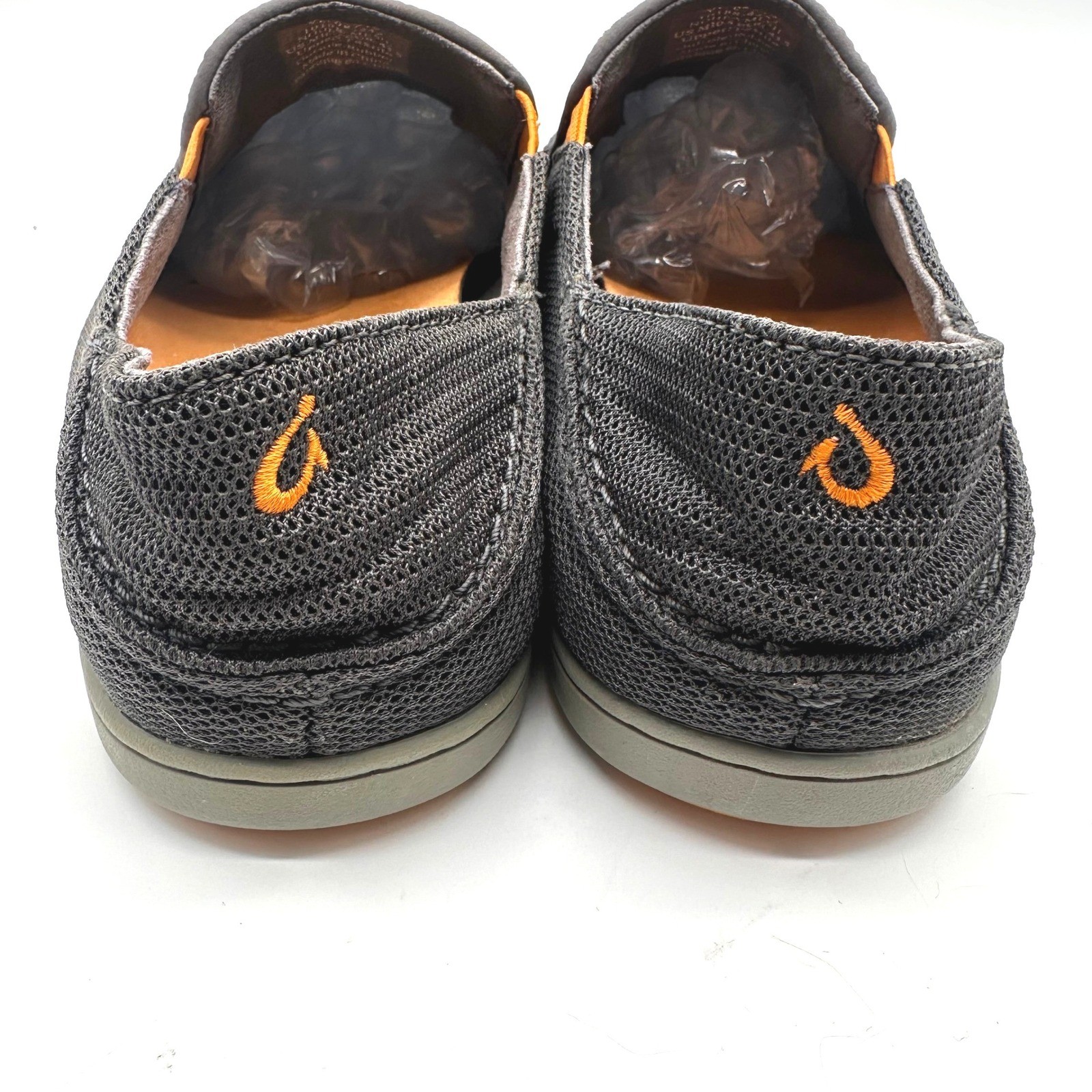 OluKai Nohea Mesh Mens Slip On Shoes Charcoal Grey Orange 10138-4242 Size 10.5