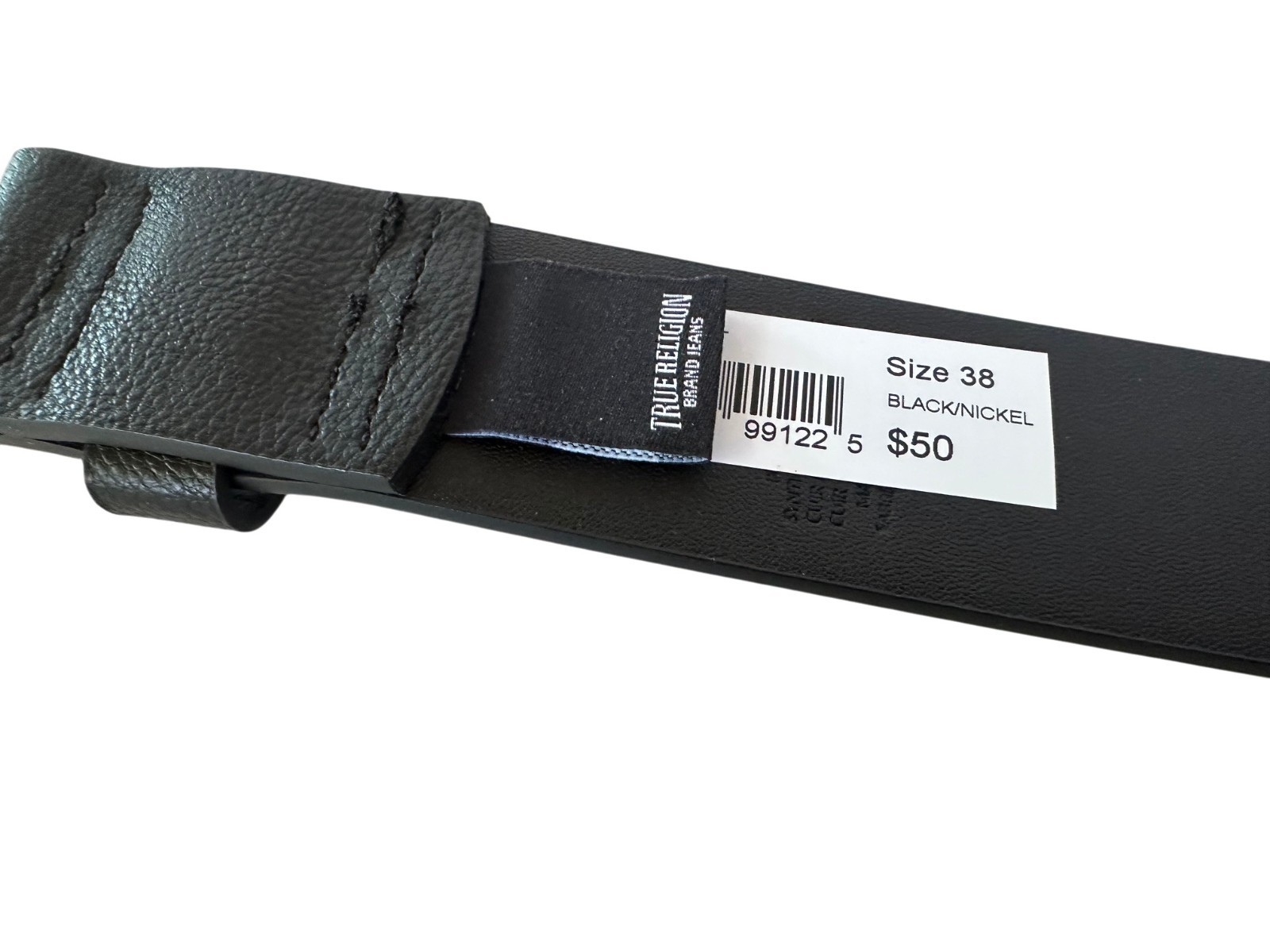 True Religion Men Belt TR304820 Shoup Leather Black Nickel Buckle $50.00