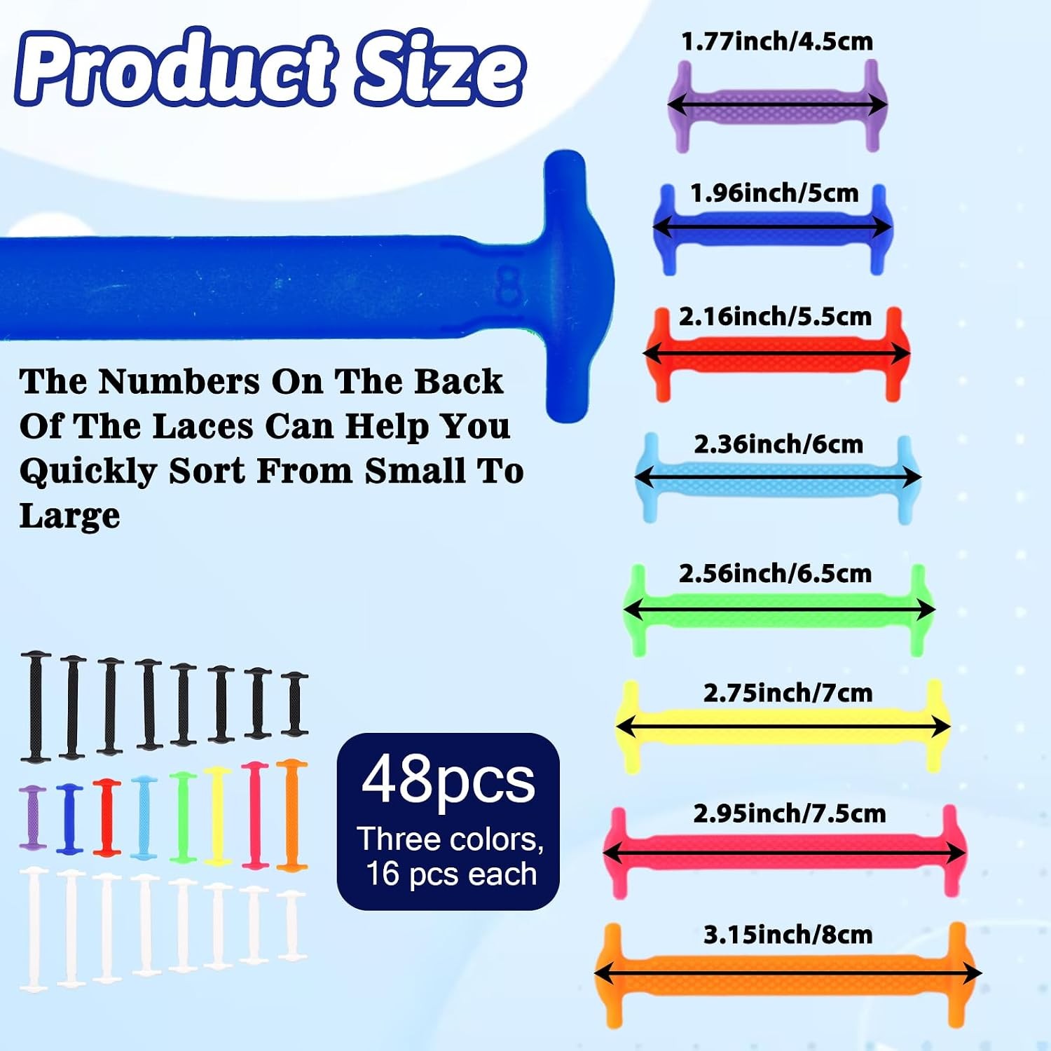 48PCS No Tie Shoelaces Elastic Silicone Shoe Laces for Adults Kids Multicolor