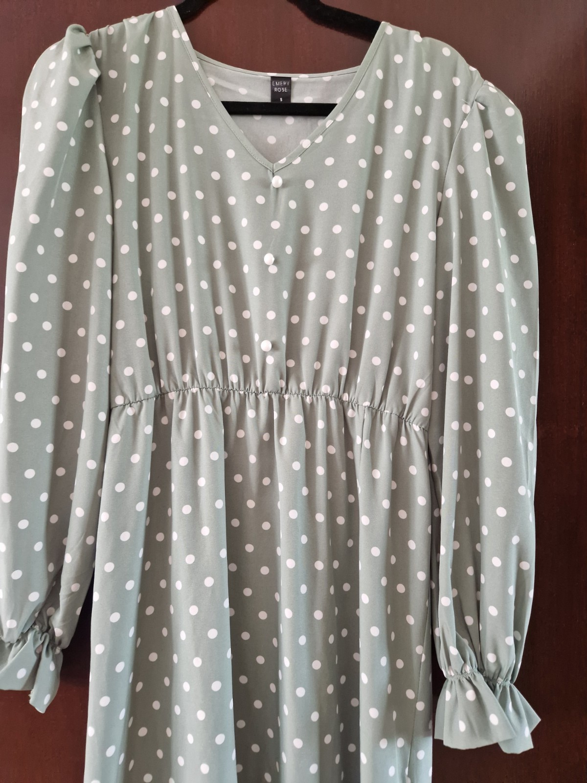 Emery Rose Dress Size Small Midi Long Green Polka Dot Wedding Occasion Summer