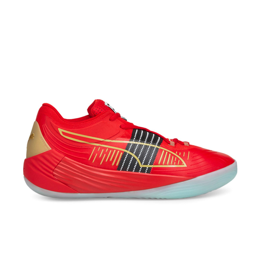 Puma US 11.5 Men’s Red Black Gold Basketball Light Fusion Nitro 195587 04 NIB