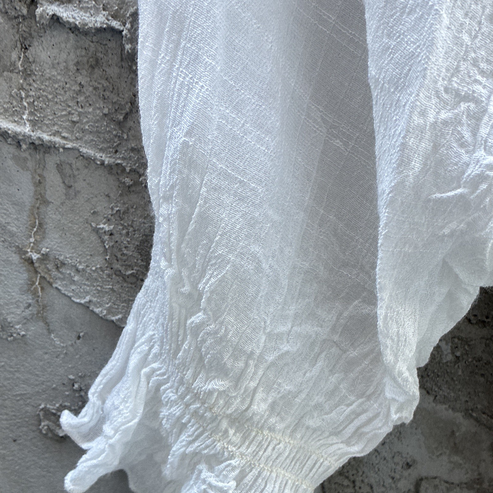 Romantic Pense White Off-Shoulder Solid Lace Ruffle Blouse Woven 3/4 Sleeve M