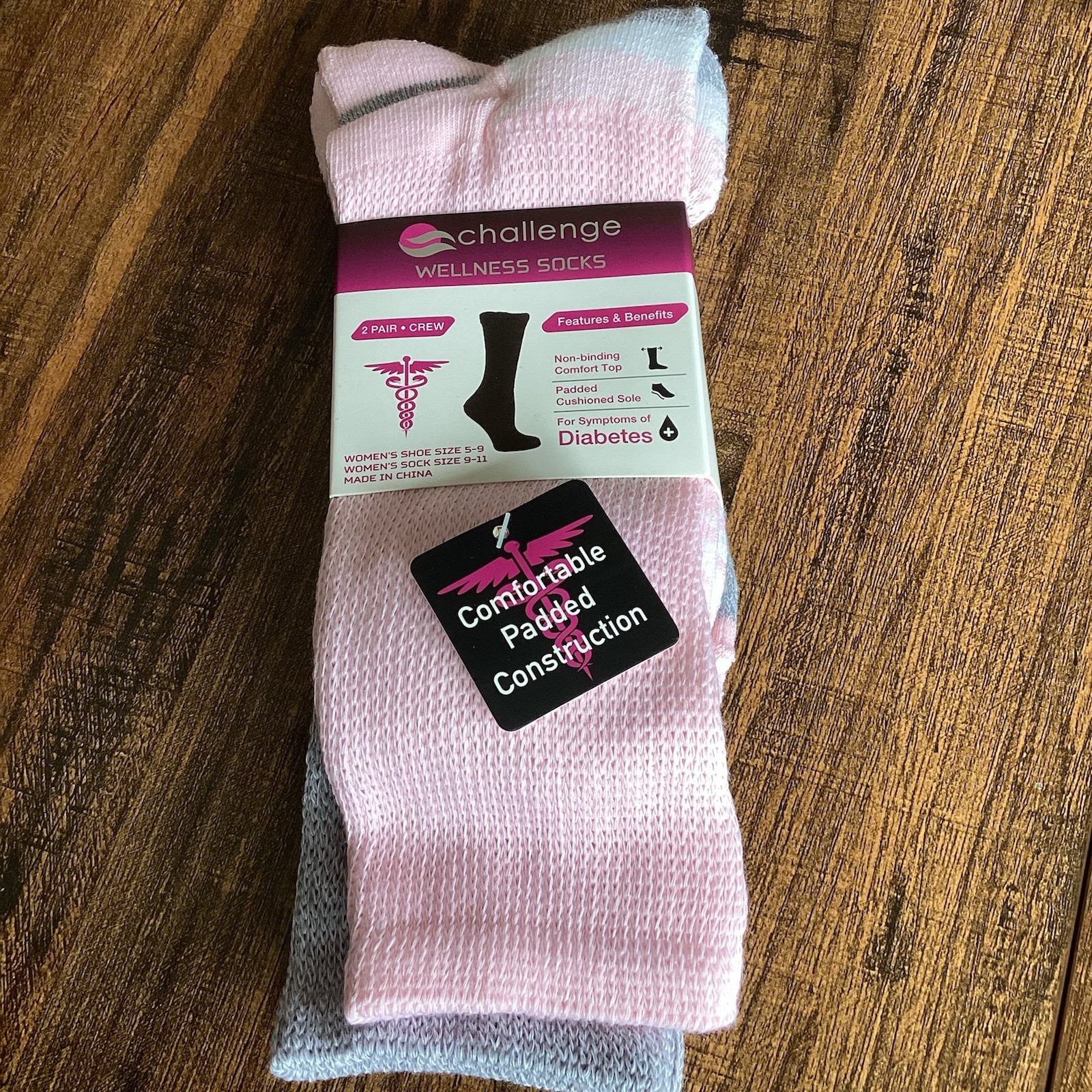 Women’s Challenge Wellness Non-Binding Crew Socks Diabetes Edema Neuropathy 5-9