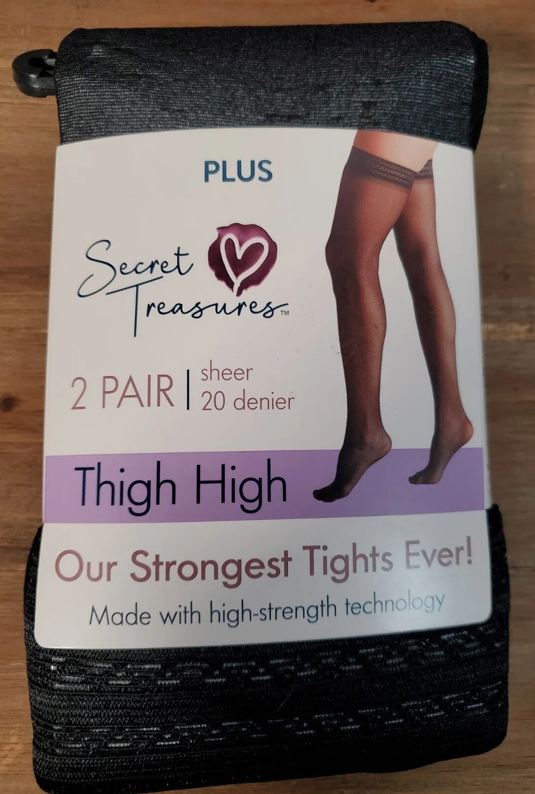 Secret Treasures Thigh High Tights Missy & Plus Black Sheer 20 Denier 2 Pair