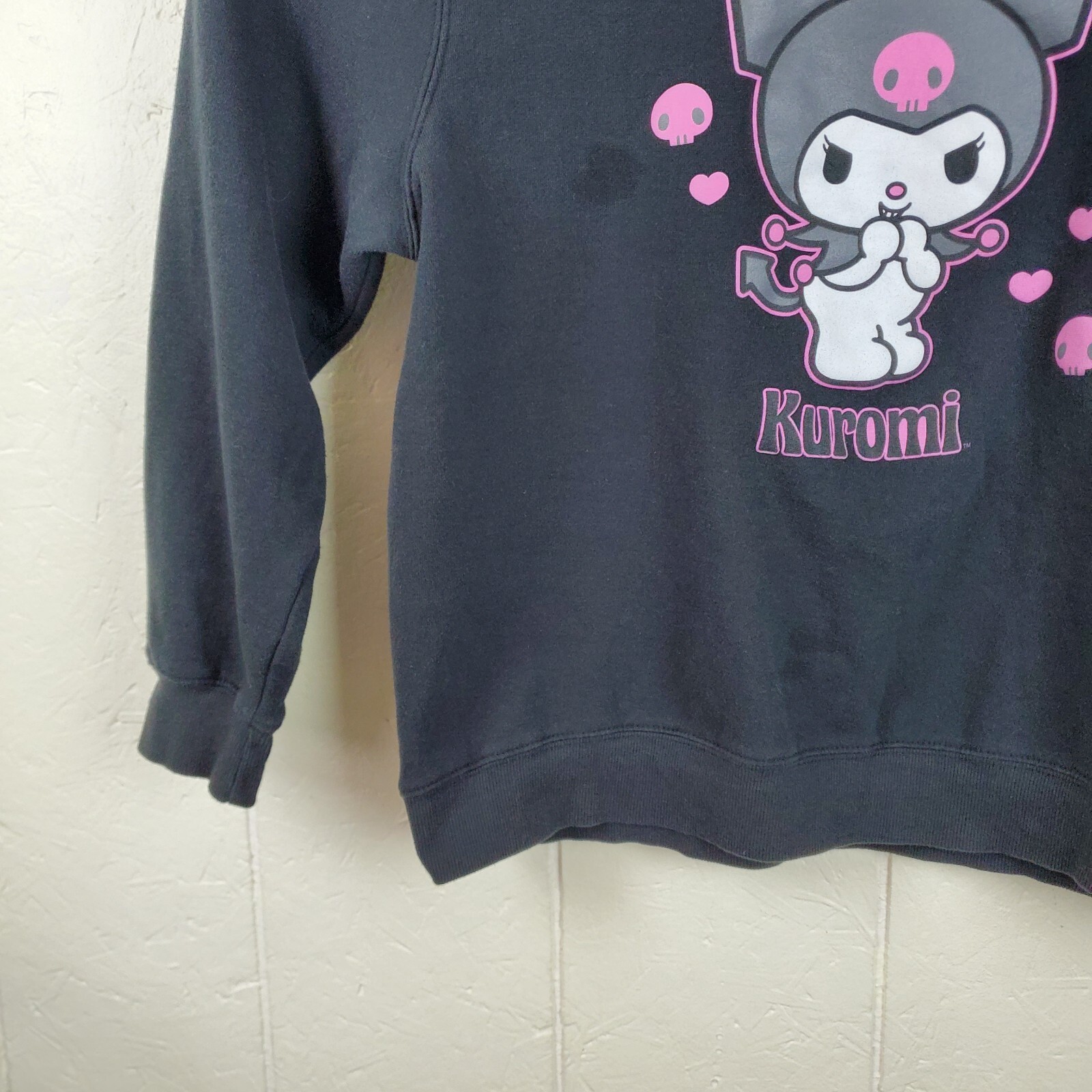 Kuromi Sweatshirt Womens Extra Large Black Crew Neck Long Sleeve Graphic Stretch