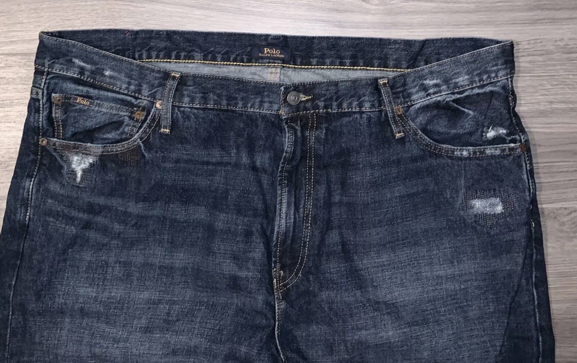 Polo Ralph Lauren Big & Tall Hampton Relaxed Straight Distressed Jeans Sz 48×30