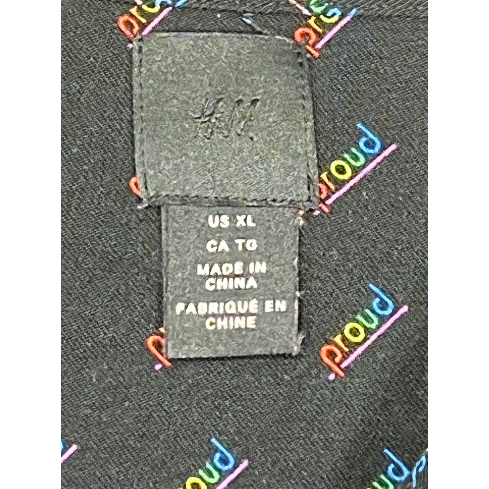 H&M Mens XL Black Rainbow Proud All Over Print Camp Collar Short Sleeve Shirt