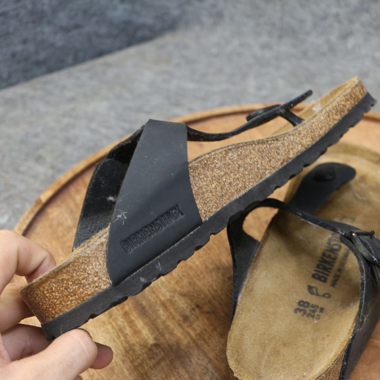 Birkenstock Womens Gizeh Black Birko-Flor Thong Sandals Size 38 US 7 Reg.