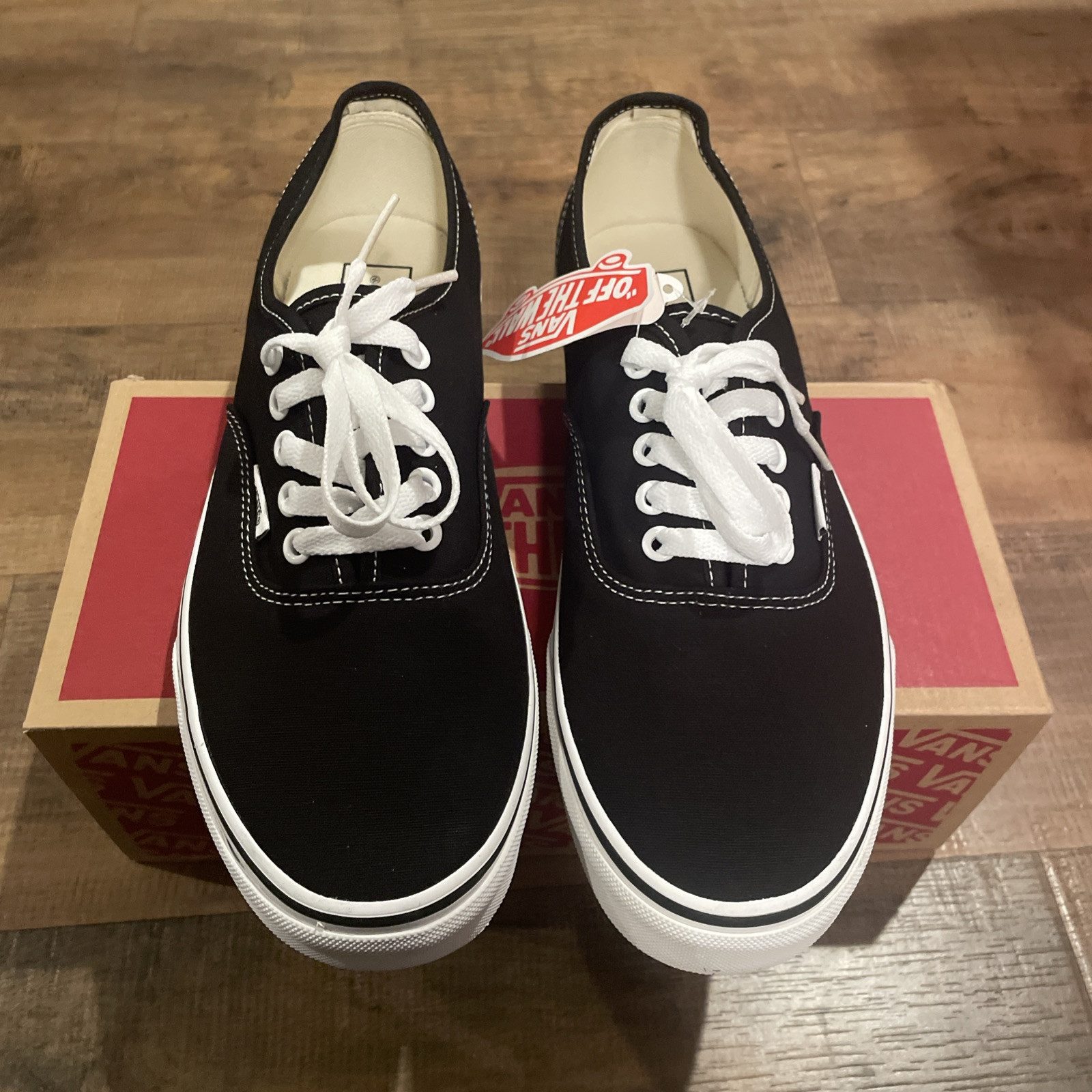 Vans Authentic Low Top Black White VN000EE3BLK Mens Size 9 Womens 10.5 NEW!