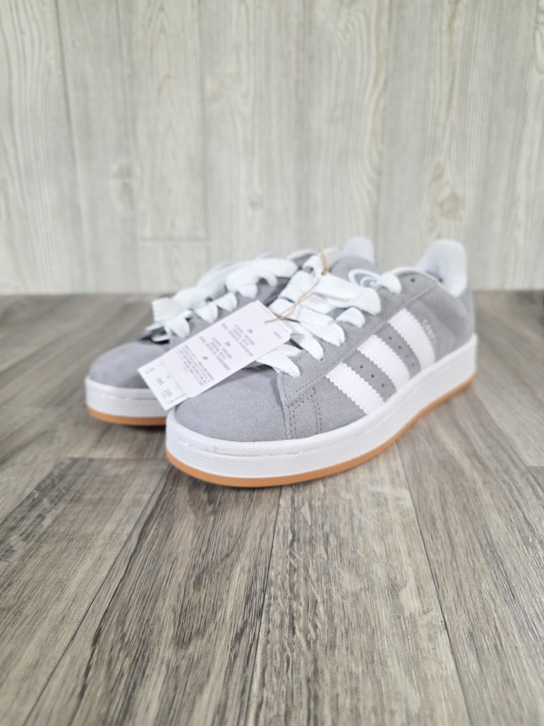 Adidas Campus 00s J Sneakers Suede Gray White Gum Boys Size 5 1/2 D NEW NO BOX!