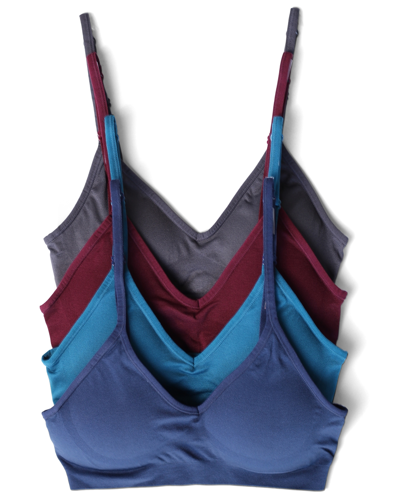 Caramel Cantina 4 Pack V Neck Padded Bralette Adjustable Straps