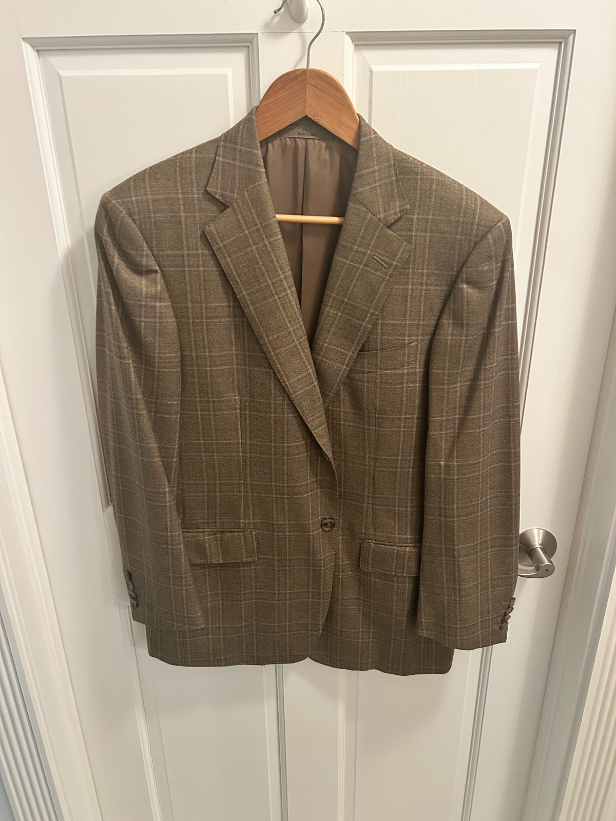 Men’s Ermengildo Zegne Sports Jacket 2 Button 40R Gray Check