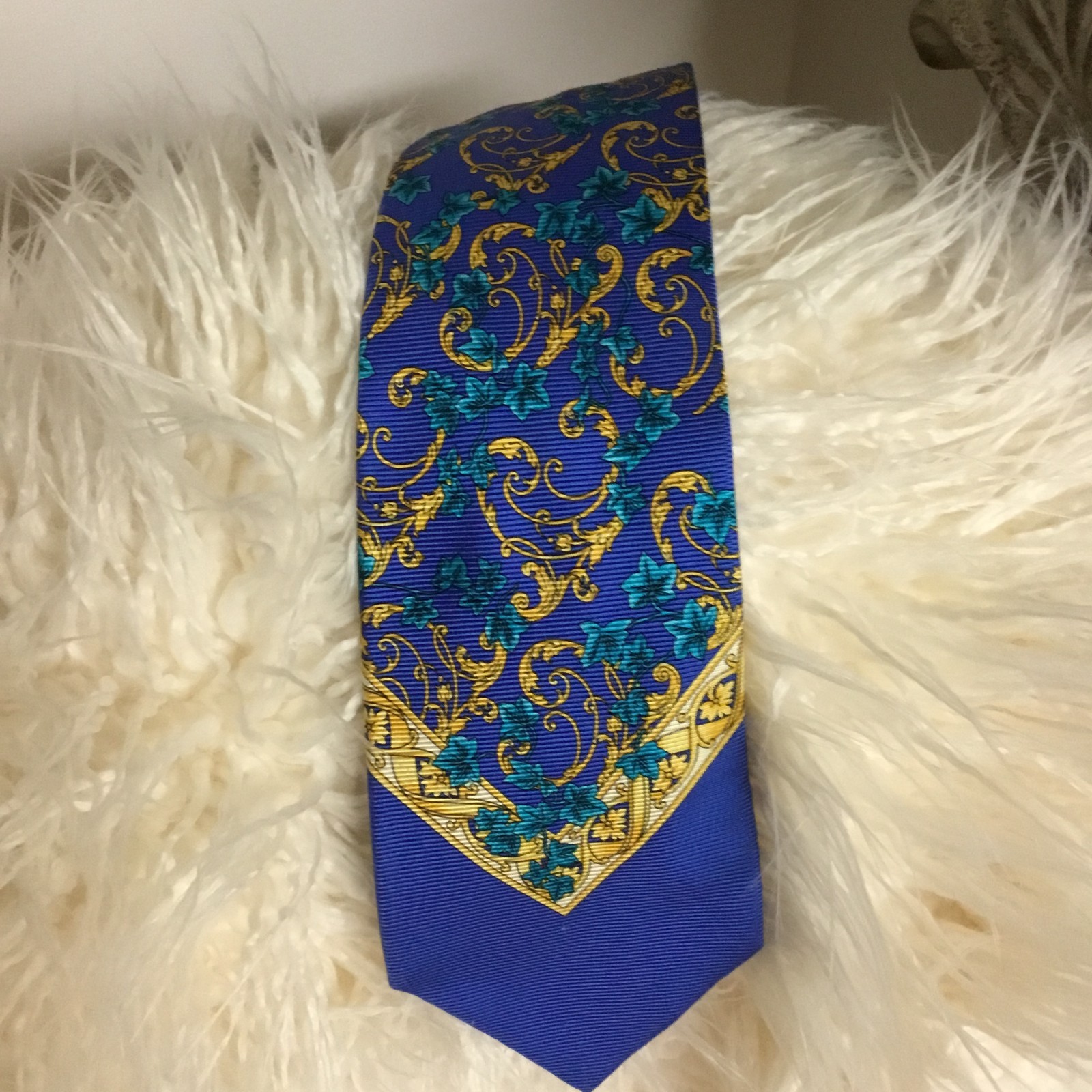 Mid 90’s Blue/Gold Gianni Versace Silk Tie from Neiman Marcus