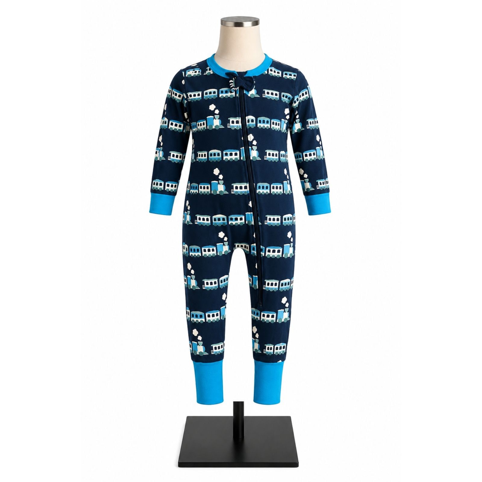 Monica + Andy Train Print Zip Footless Pajamas 12-18 Months