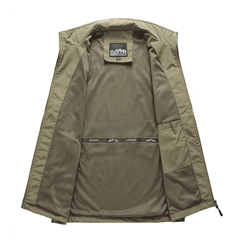 Mens With Pockets Zipper Vest Casual Waistcoat Sleeveless Sport Tops Mesh Lining