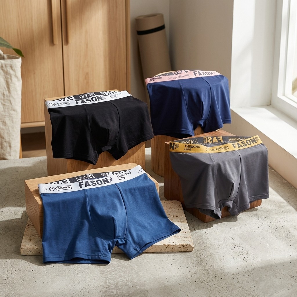 5 Pack Men’s Boxer Briefs Boyshort Underwear Elastic Waist Casual Mixed Colors