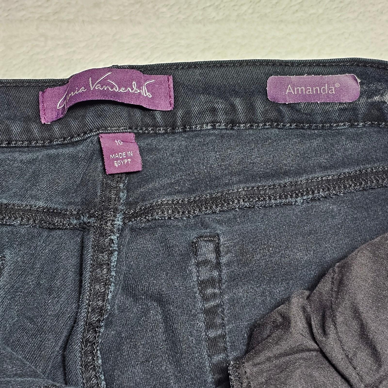 Gloria Vanderbilt Amanda Jeans Size 16 Black Classic High Rise Stretch AS SHOWN