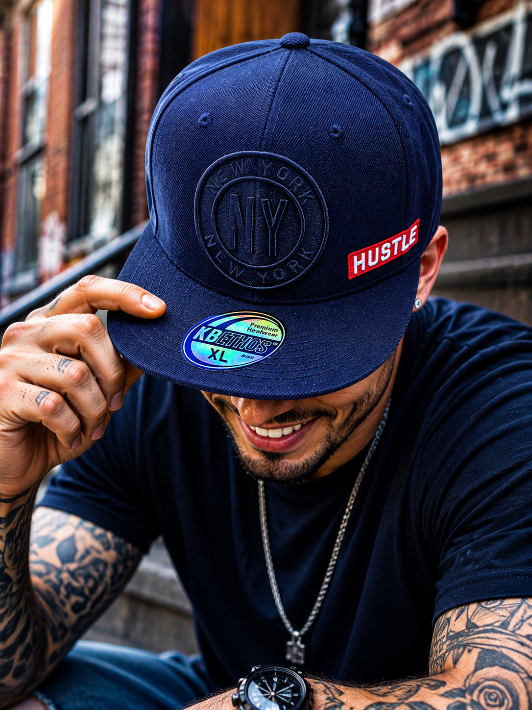 New York Hustle GOAT Fitted Cap – KBETHOS Streetwear Hat Premium Urban – NEW
