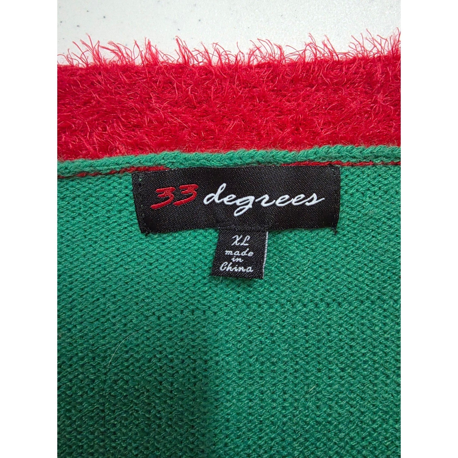33 Degrees Womens Green Leopard Print Grumpy Cat Ugly Christmas Cardigan XL