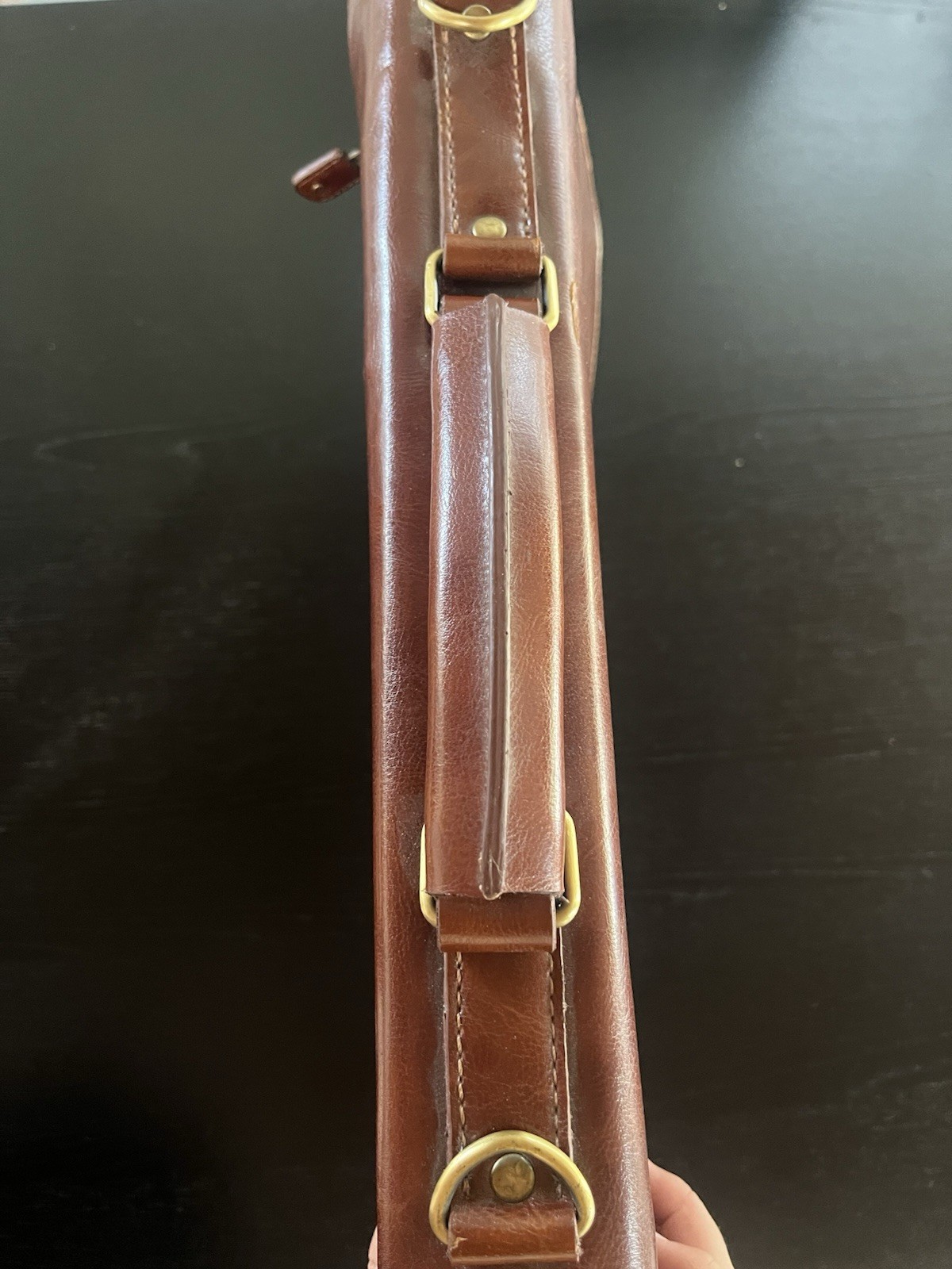 Vintage Rina Rich Brown Briefcase/Document Bag Men’s Push Lock Top Handle Zip