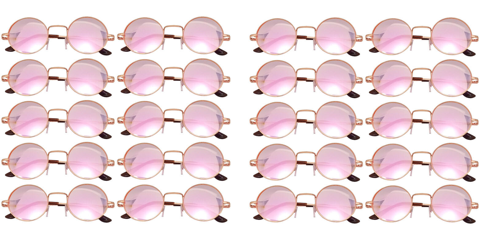20 PACK ROUND RETRO VINTAGE MIRROR ROSE LENS 43mm SUNGLASSES BULK WHOLESALE