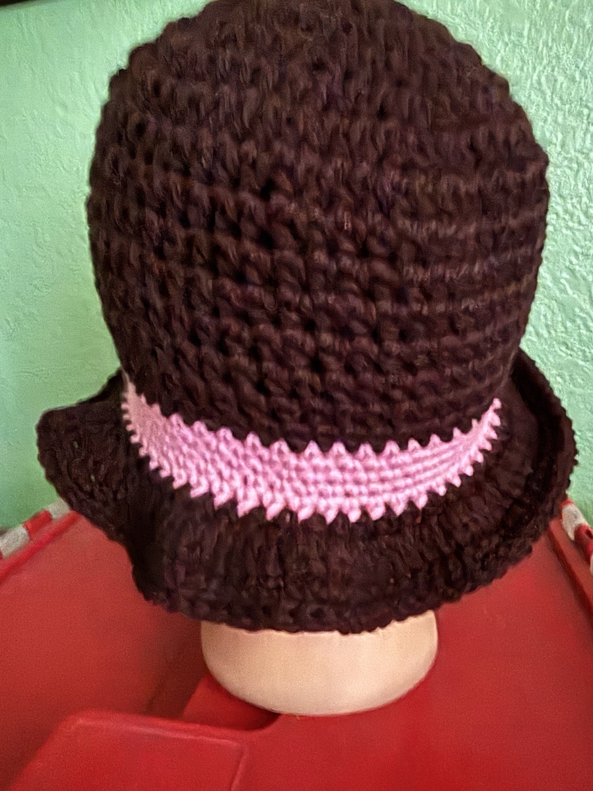 BROWN LIGHT PINK Fall WINTER CLOCHE BEANIE FLAPPER HAT HAND CROCHET new