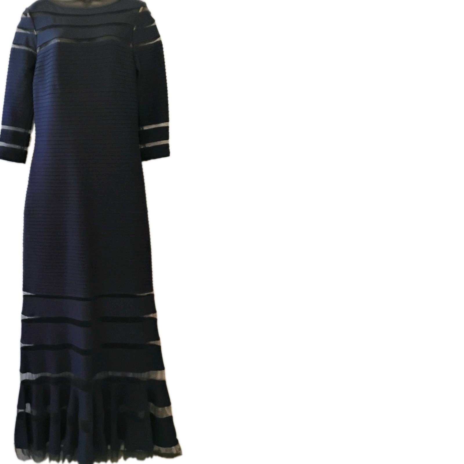 Tadashi Shoji Navy Sheath Full Length Dress Gown Size Medium