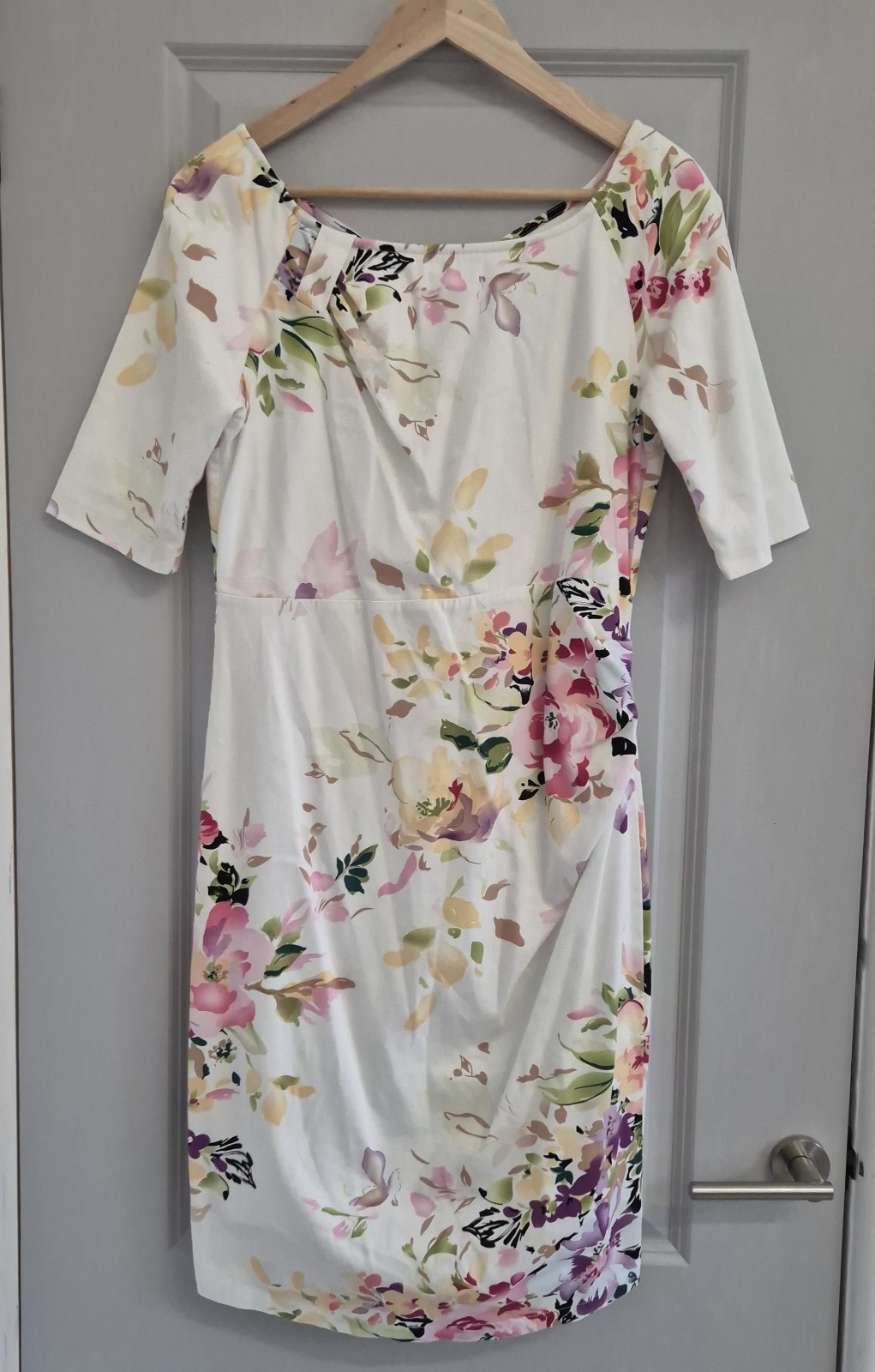 Jolie Moi Dress Size 14 Floral Midi White Pink Summer Occasion