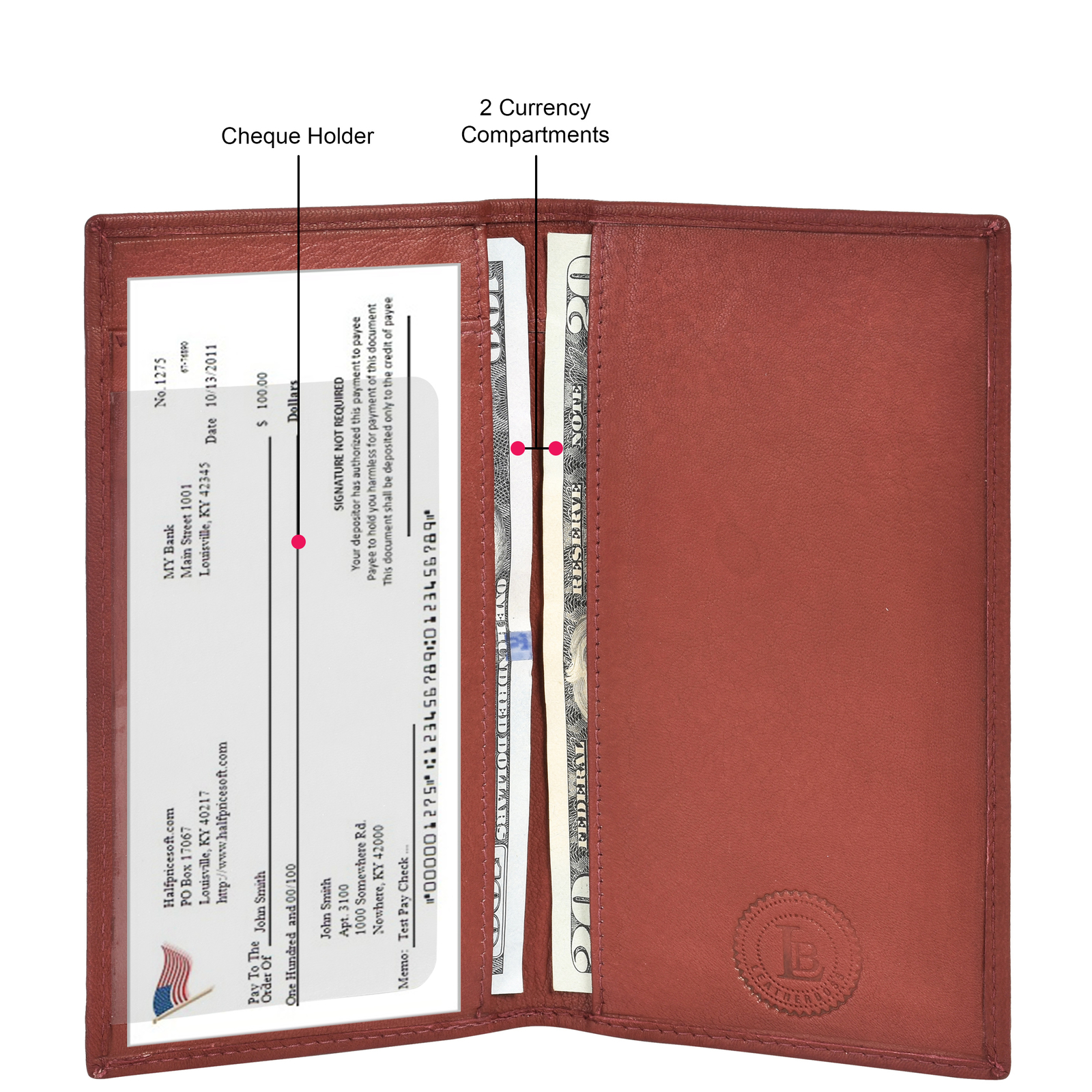 Leatherboss Genuine Leather Checkbook Cover Plain Set of 2, Brown & Dark Brown