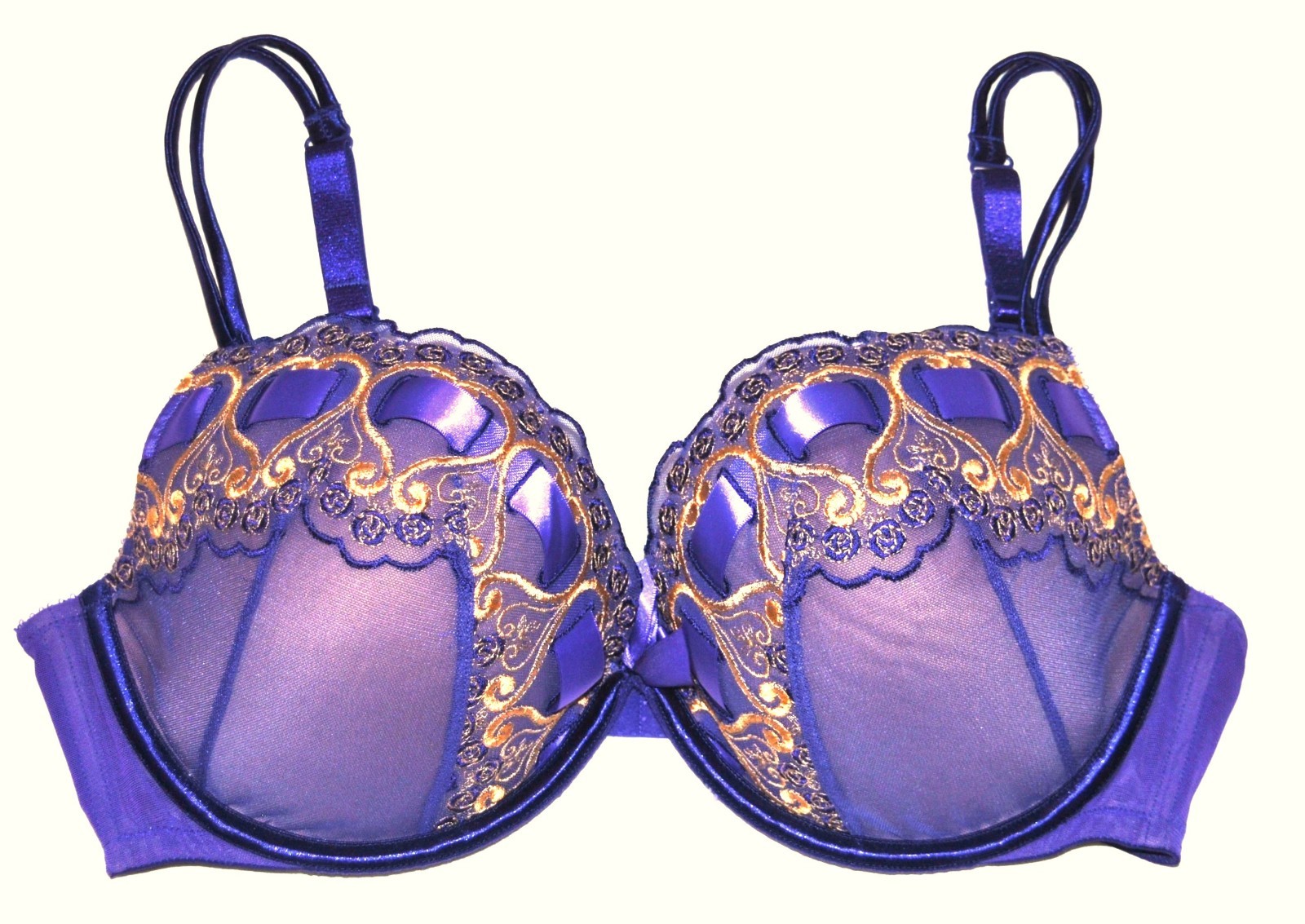 NEW CACIQUE VIOLET rayon nylon poly LACE UNDERWIRE FULL BRA 42 D