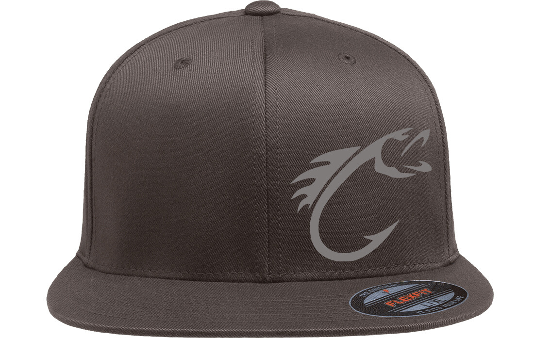 FISHING HOOK FISH FLEXFIT 6297F FLAT BILL HAT *FREE SHIPPING in BOX*