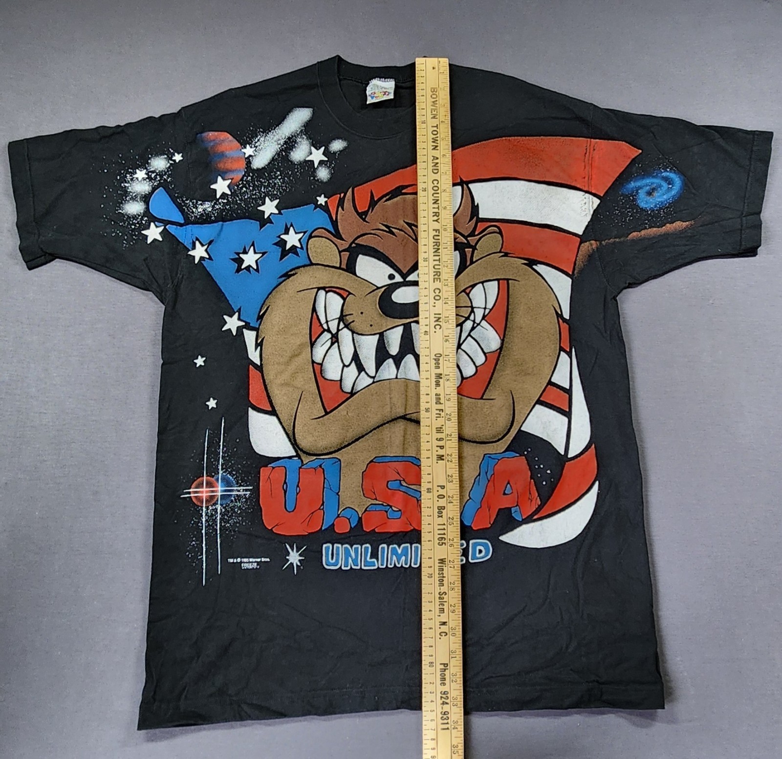 Looney Tunes Vintage 90s Taz USA Unlimited Black Graphic T-Shirt Men’s XL