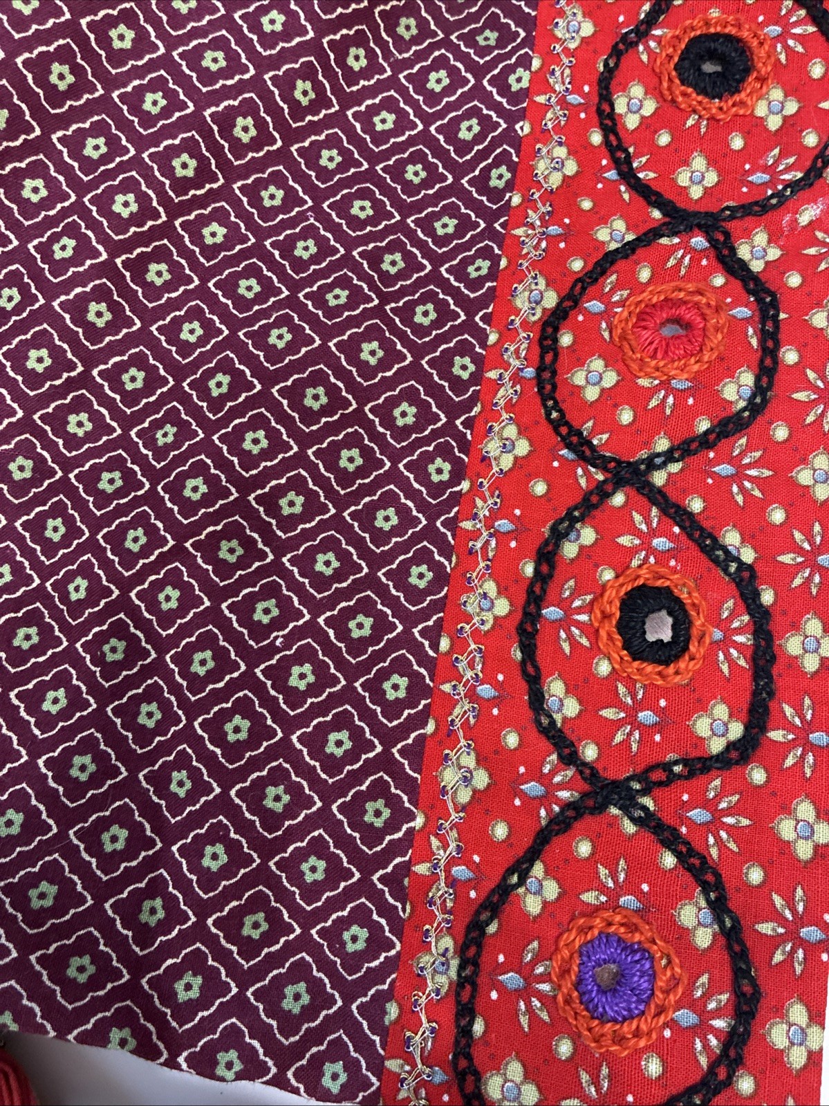 Vintage Afghan Kuchi Style Embroidered Beaded Red Maxi Dress Tribal Boho