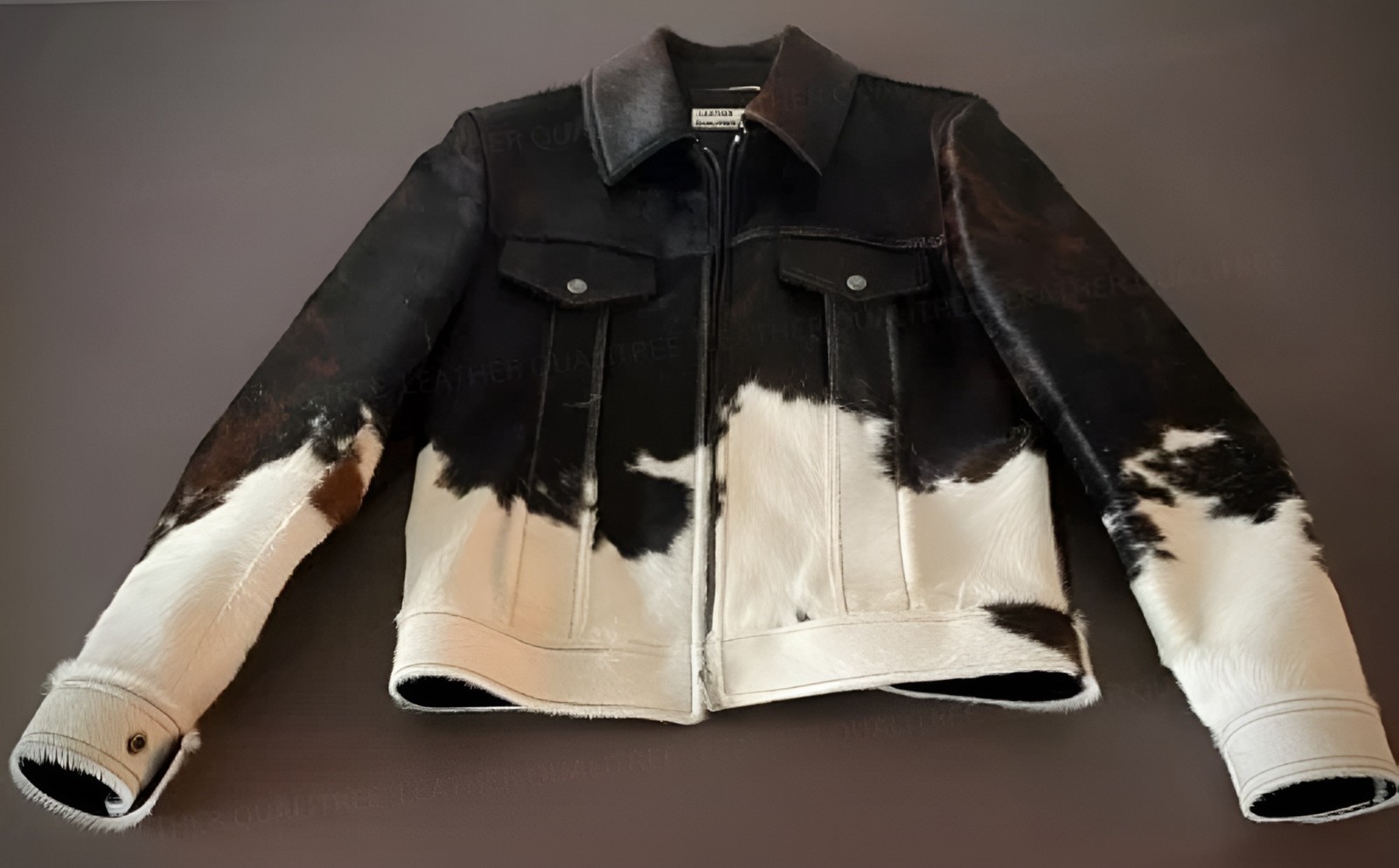 Men’s Cowhide Hair on Leather Jacket Real Pony Skin Western Style Jacket for Him