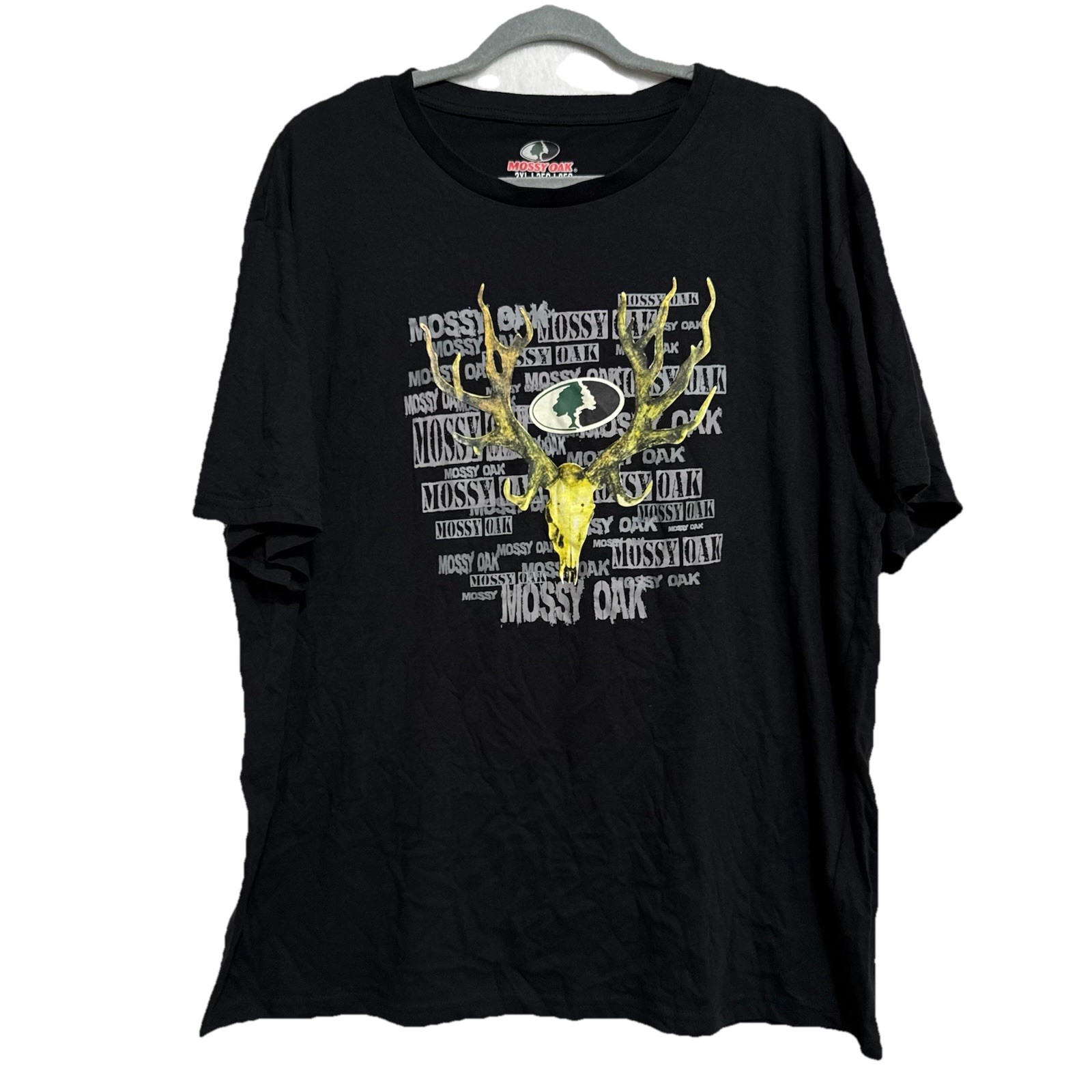 Mossy Oak Men XXL Black Short Sleeve Shirt Deer Skull Buck Graphic Hunting Tee