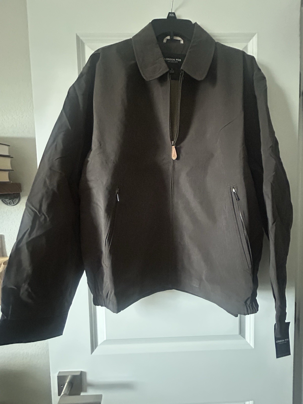 London Fog Men’s Brown Full Zip Jacket Point Collar Regular Fit Size L