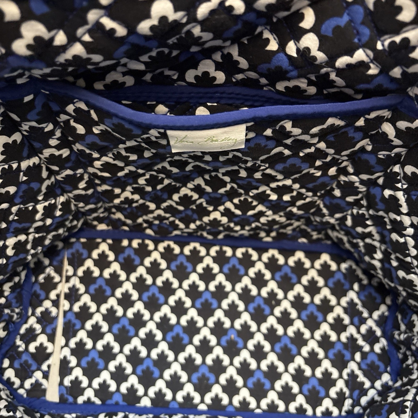 Vera Bradley Original Tote, Navy Blue Diamond Quilted, 15”X16”, NWOT