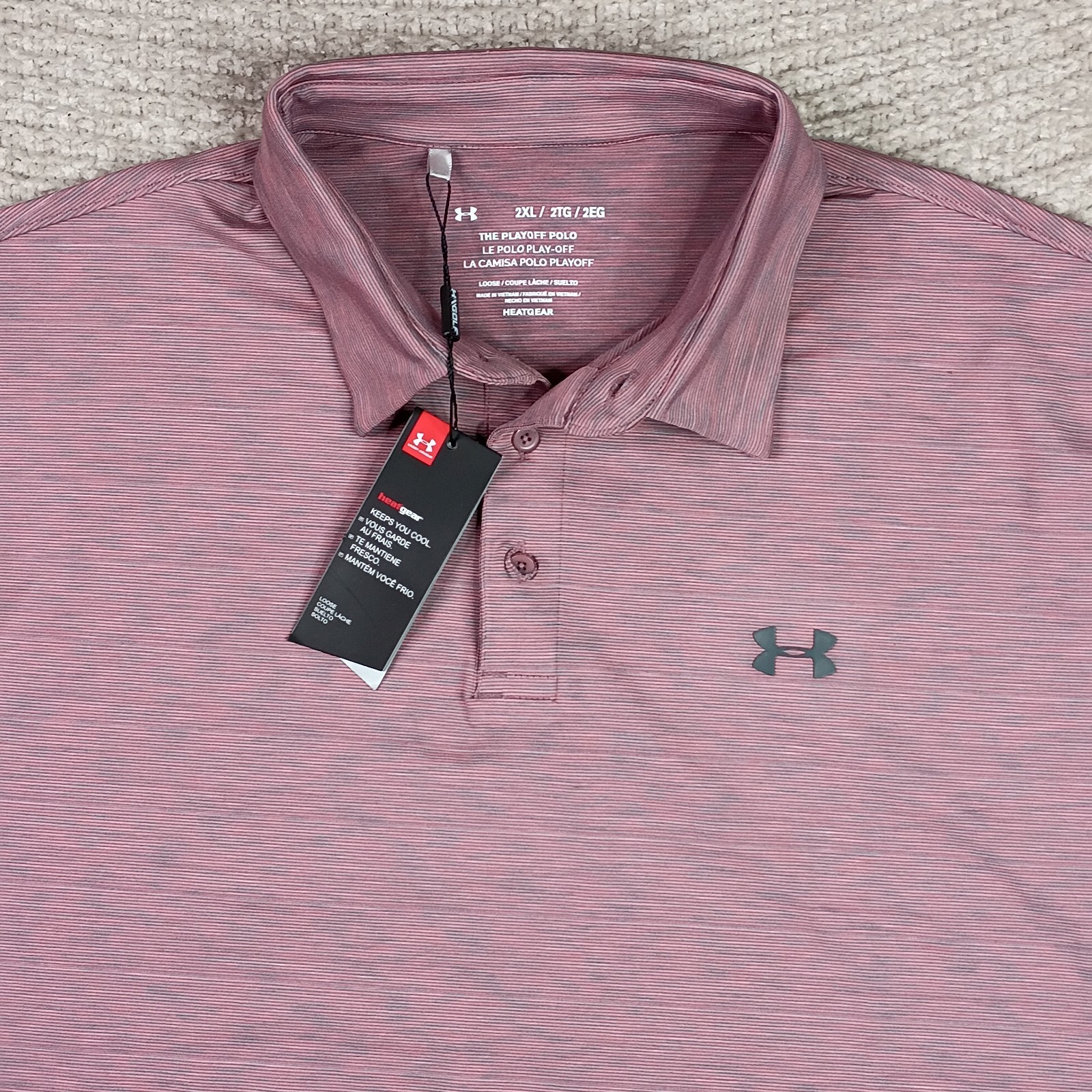 Under Armour Golf Playoff Polo Shirt Size 2XL NWT Multi Color HeatGear