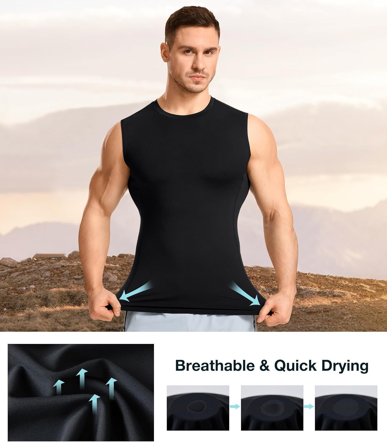Mens Athletic Compression Shirts Workout Tank Top Base Layer Running Basketball