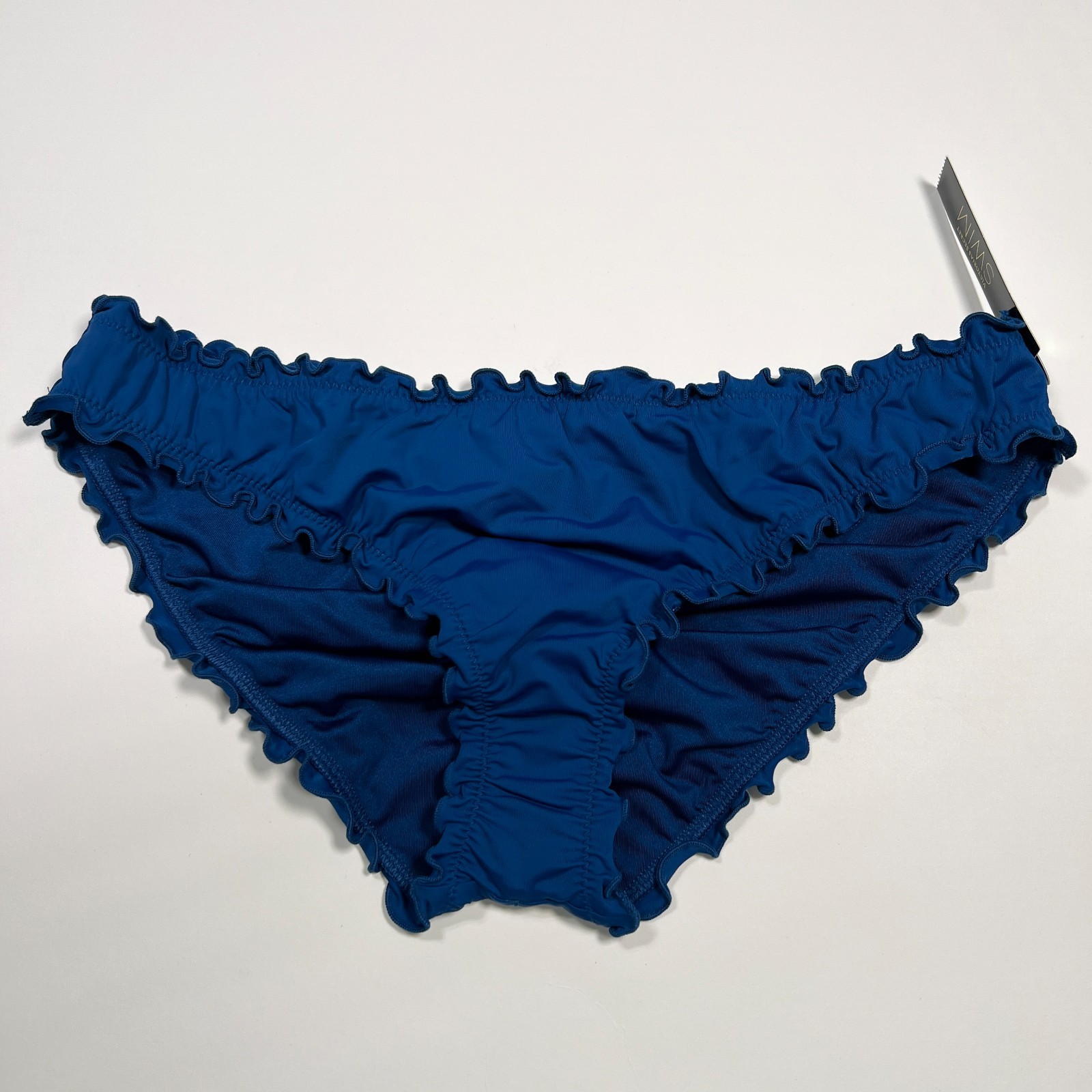 Victoria Secret Large L Bikini Bottom Ruffle Cheeky Ruched Back Sapphire Blue