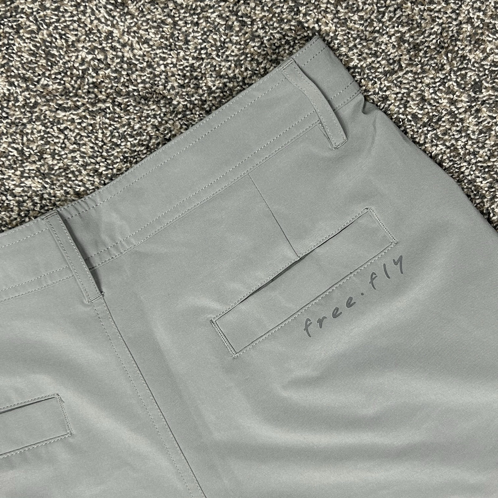 Free Fly Utility Chino Short Mens 30 Light Gray Flat Front Lightweight 9” Inseam