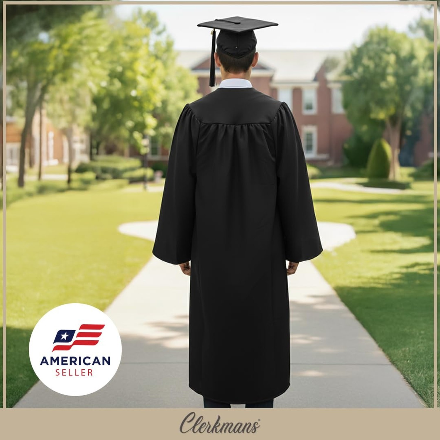 CLERKMANS Unisex Matte Graduation Cap Gown Tassel Package, High School and Un…