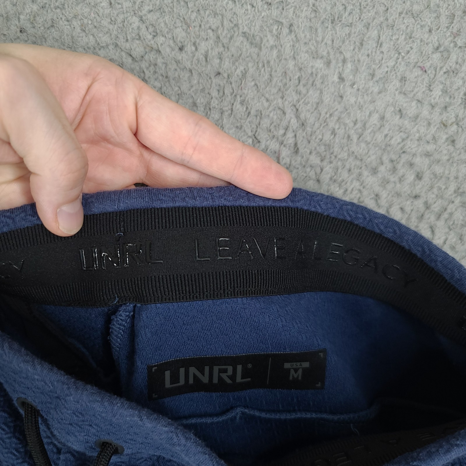 UNRL Shorts Mens Medium Textured Elevation Harbor Blue Athletic Athleisure Zip