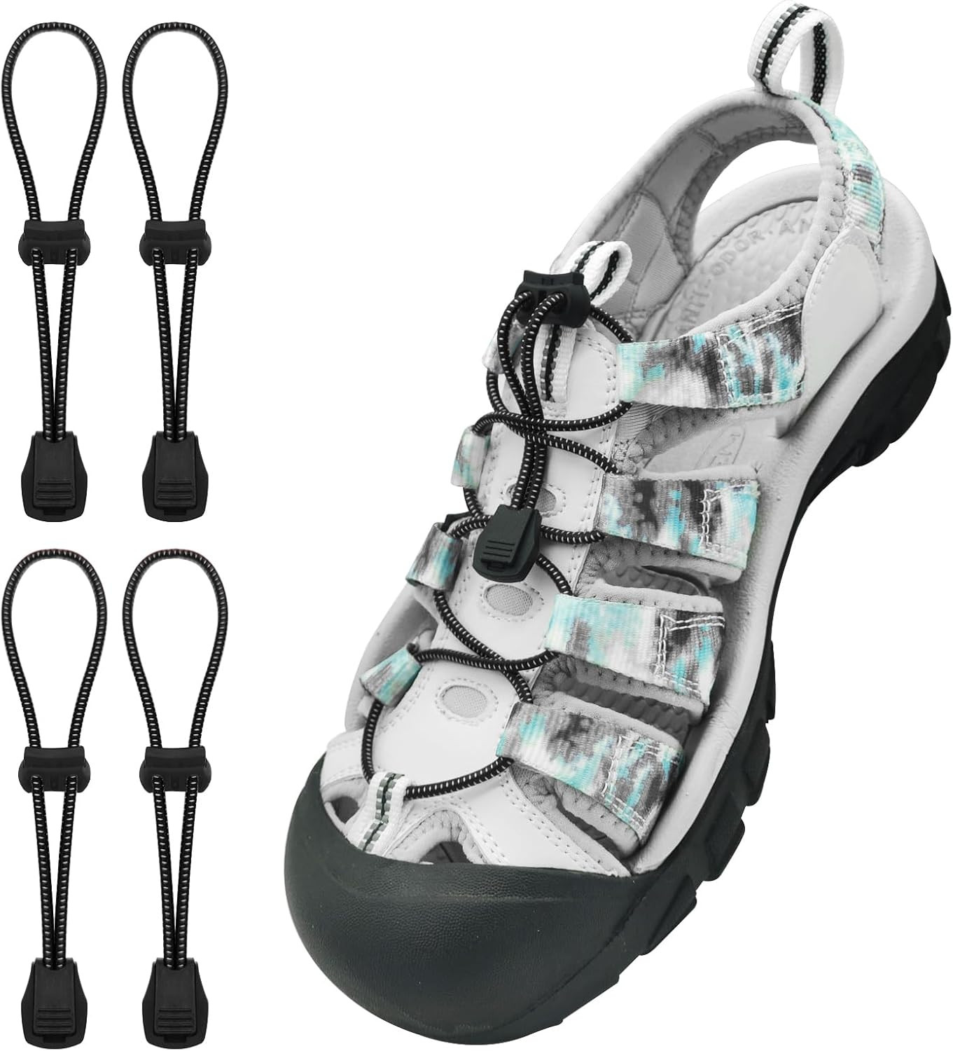 2 Pairs Elastic No Tie Shoe Laces Replacement Laces for Keen Sandal, Round No Ti