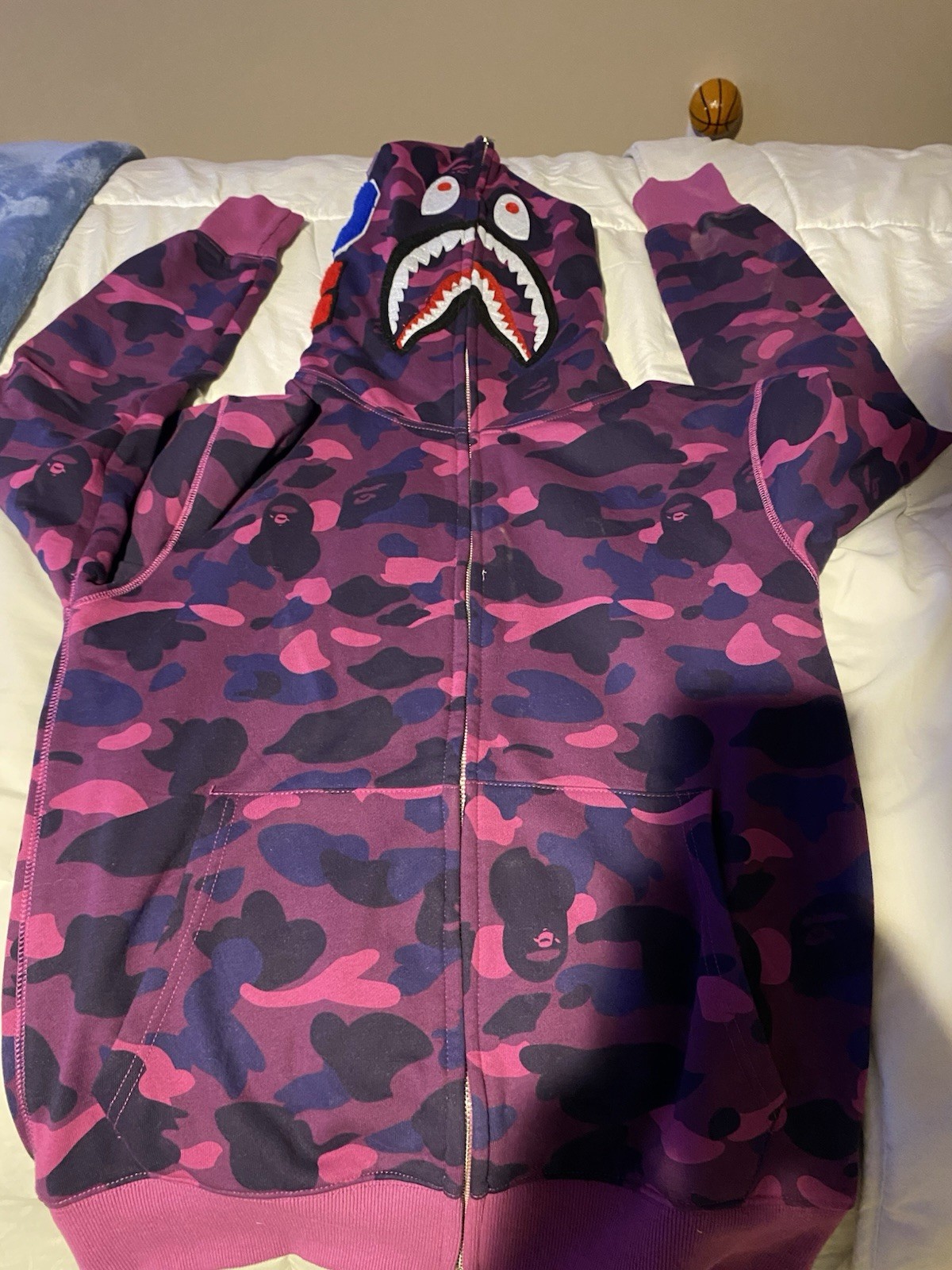 A Bathing Ape BAPE Purple Camo Shark Full Zip Hooded Hoodie Men’s M